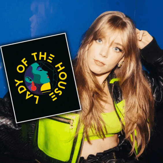 Press shot of Becky Hill with the Lady of the House logo