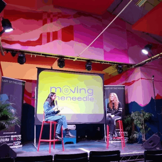 Photograph of Jennifer Cochrane and Nicky McNeil from the 'Moving the Needle' panel at Lady of the House's Cultural Exhibition.