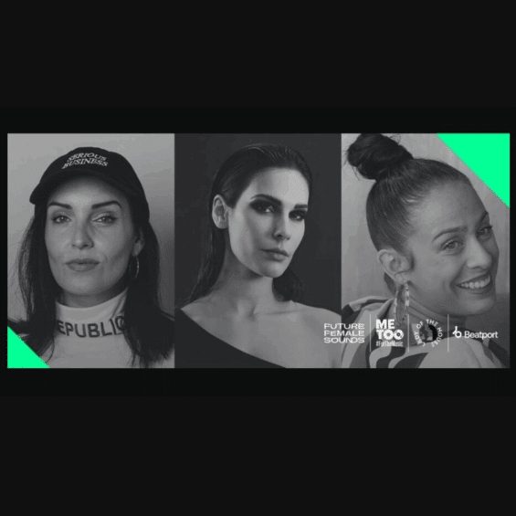 Press shots of the winners of the fun with the Future Female Sounds, Me Too, Lady of the House and Beatport logos.